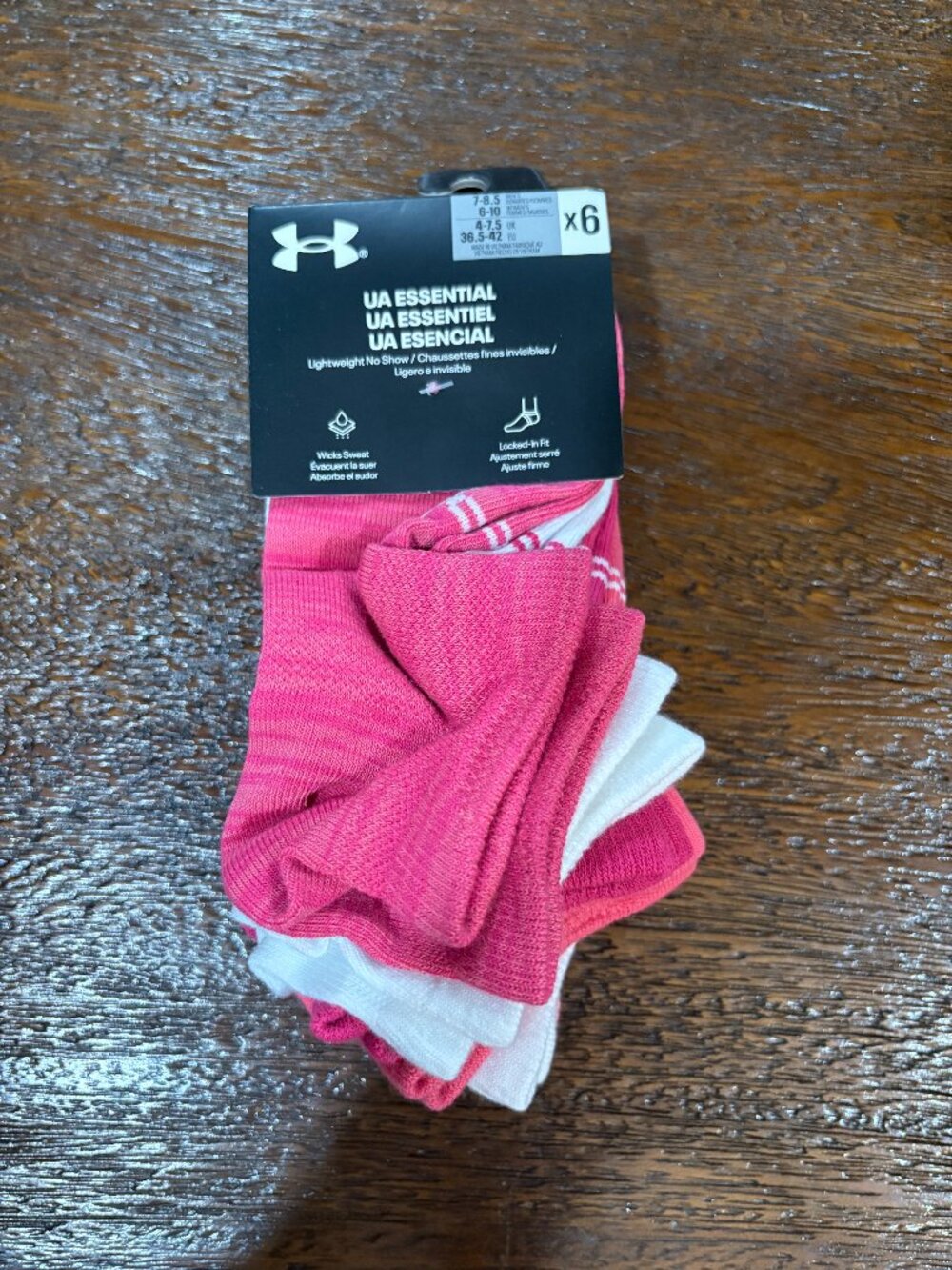 Under Armour UA Essentials 6-10 Women's NEW NIP Pink White No Show